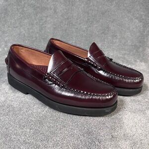 LL Bean Penny Loafers Burgundy Cordovan Leather Dress Shoes Slip on Mens 7 EE
